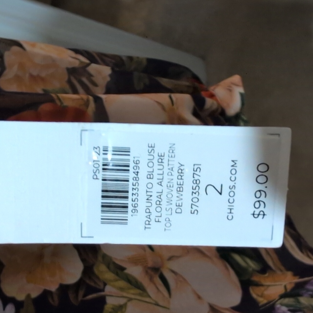 NWT Chicos Trapunto Floral Blouse - Picture 7 of 13